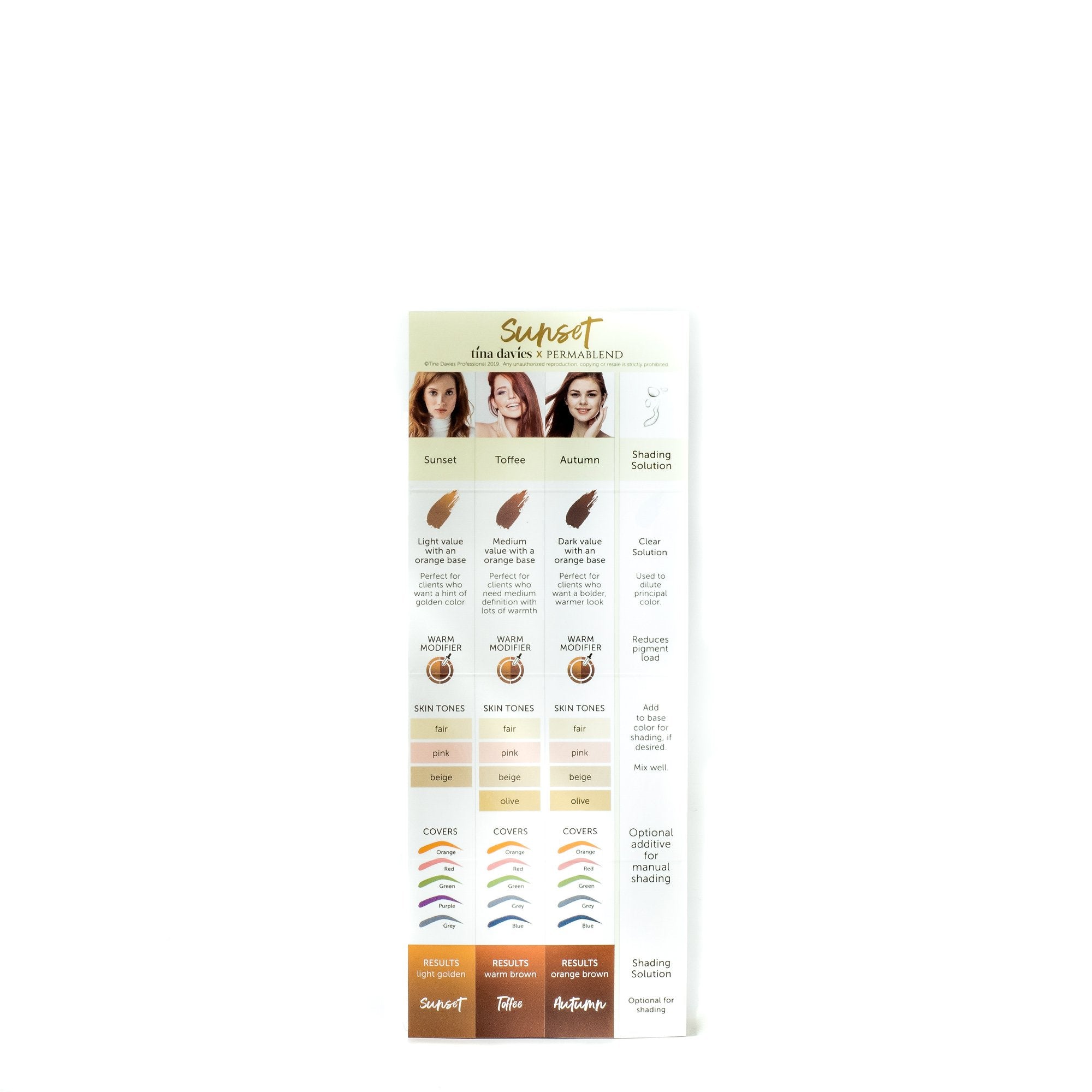 Tina Davies Sunset Collection Pigment Chart – Cosmetic Tattoo Supplies